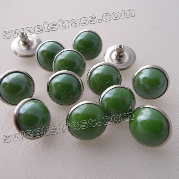 绿色半圆珍珠铆钉纽扣 服装包包包辅料手工撞钉