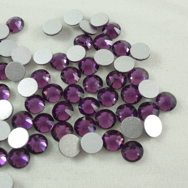 大促销大批发闪闪玻璃钻ss12银色底深紫色钻
