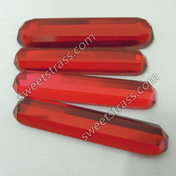  异形长条红色玻璃钻平底玻璃钻无孔玻璃钻