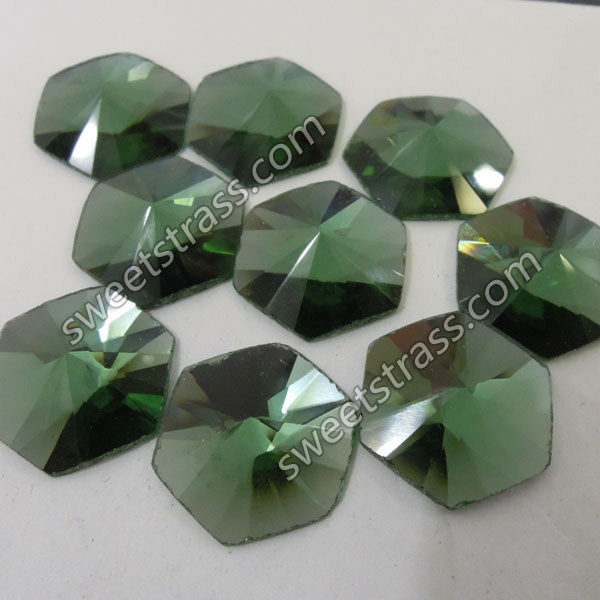 深绿色六面异形钻平底玻璃钻10X10