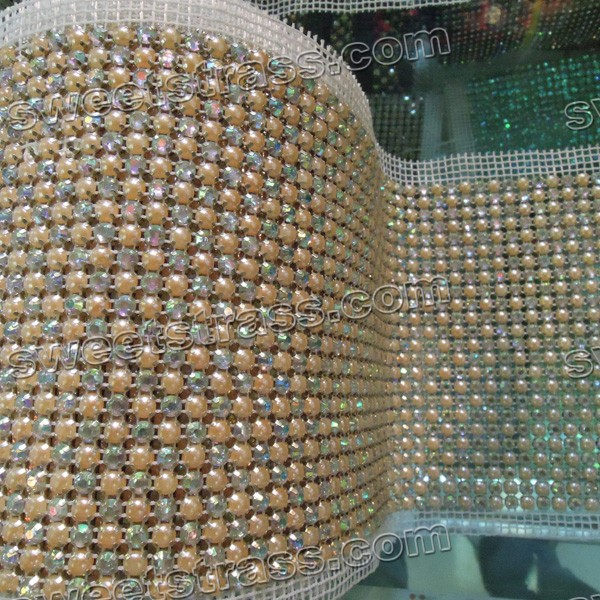 加工生产24排白钻黄珍珠款网纱钻可定制花型